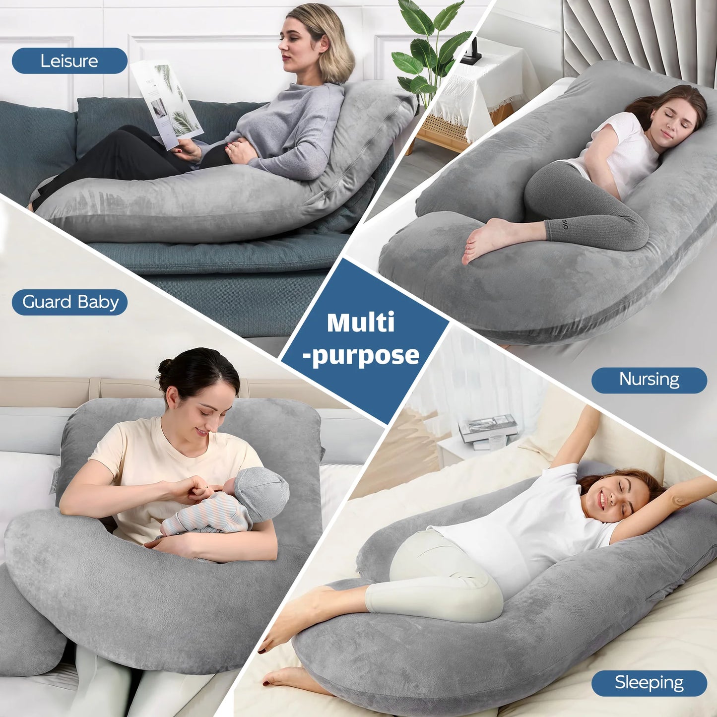 Pregnancy Pillow U Shaped Full Body Soft Maternity Pillow 70 Inch with Removable Velvet Cover